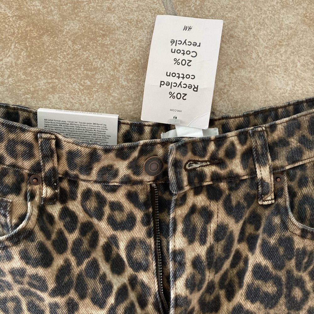 Leopard print high waist barrel jeans - size 4 - Picture 6 of 12